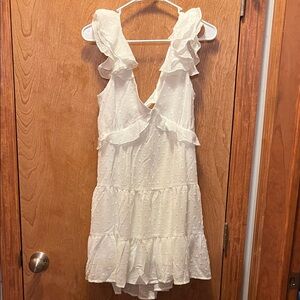 White Ruffled Sleeveless Dress